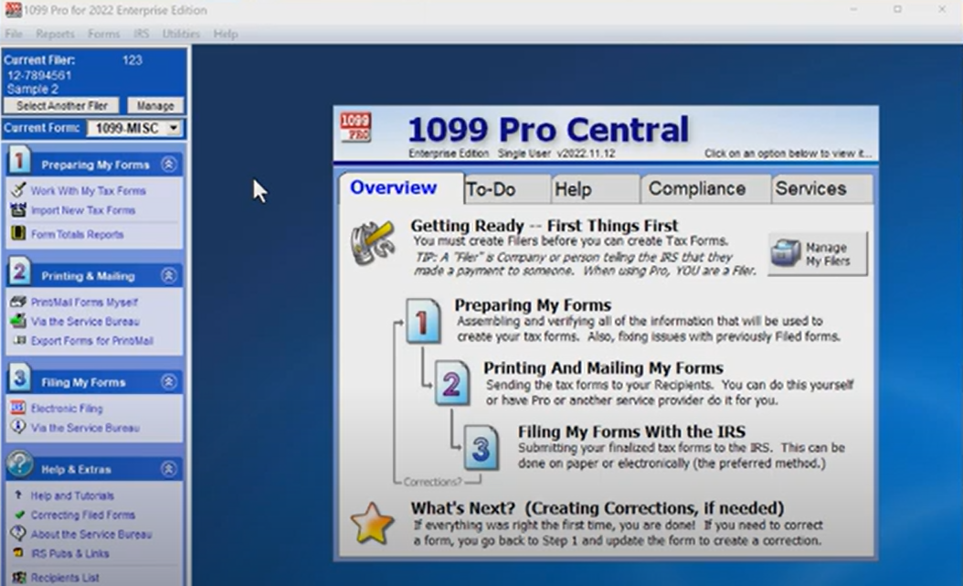 screenshot of 1099 Pro